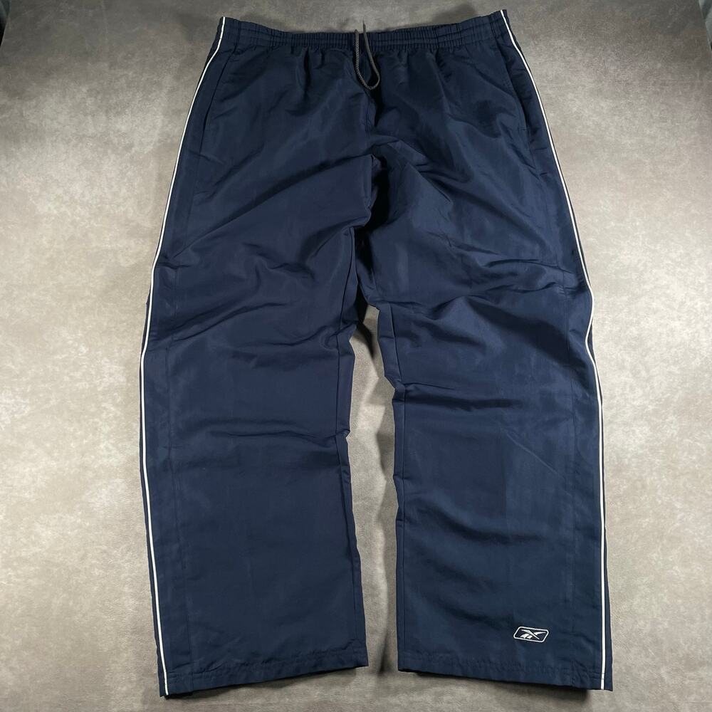 Vintage Y2K Reebok Lined Blue Baggy Track Pants Waist 40”